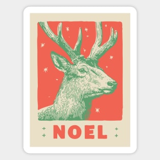 Majestic Noel Reindeer - Vintage Christmas Wildlife Illustration Magnet